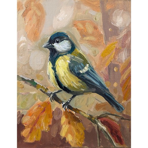 ölgemälde vogel kohlmeise - Ölgemälde,