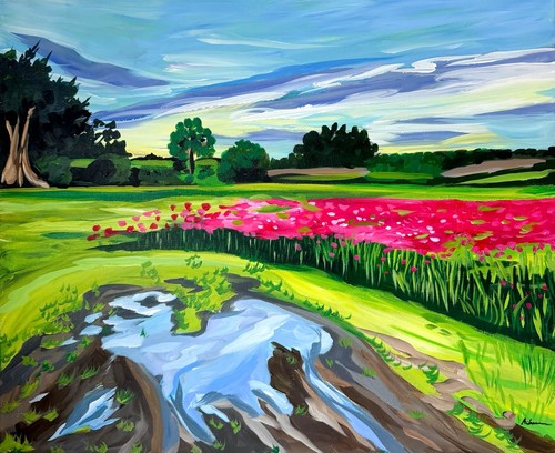 Landschaft blumen gemälde - landschaft,