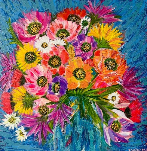 Buntes blumengemälde original - buntes,