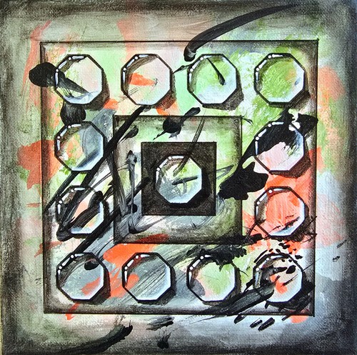 Abstrakt grün acrylbild 20x20 - acrylbild,