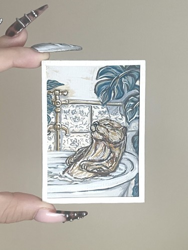 Aceo original gemälde otter - gemälde,