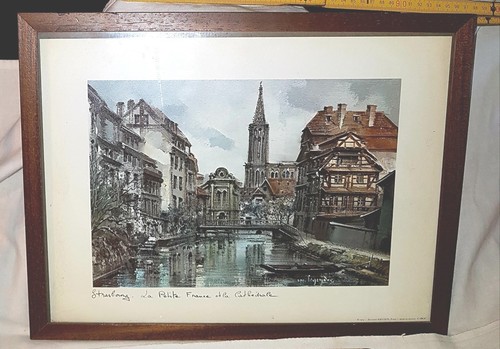 Farb lithographie gerahmt - -,