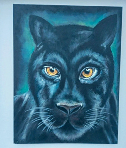 Black panther face acrylbild - black,