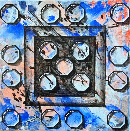 Abstrakt blau acrylbild - acrylbild, 20x20