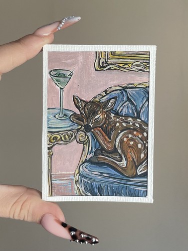 Aceo original gemälde rehkitz - aceo,