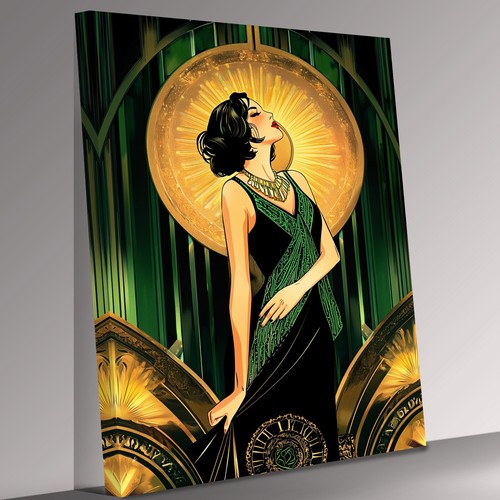 Art deco flapper lady roaring - deco,
