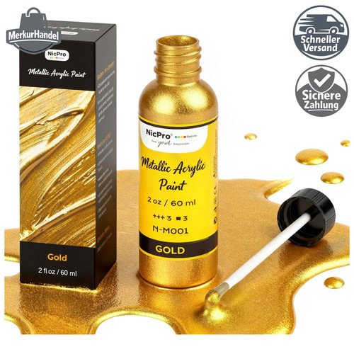 Acrylfarbe gold metallic 60ml - gold,